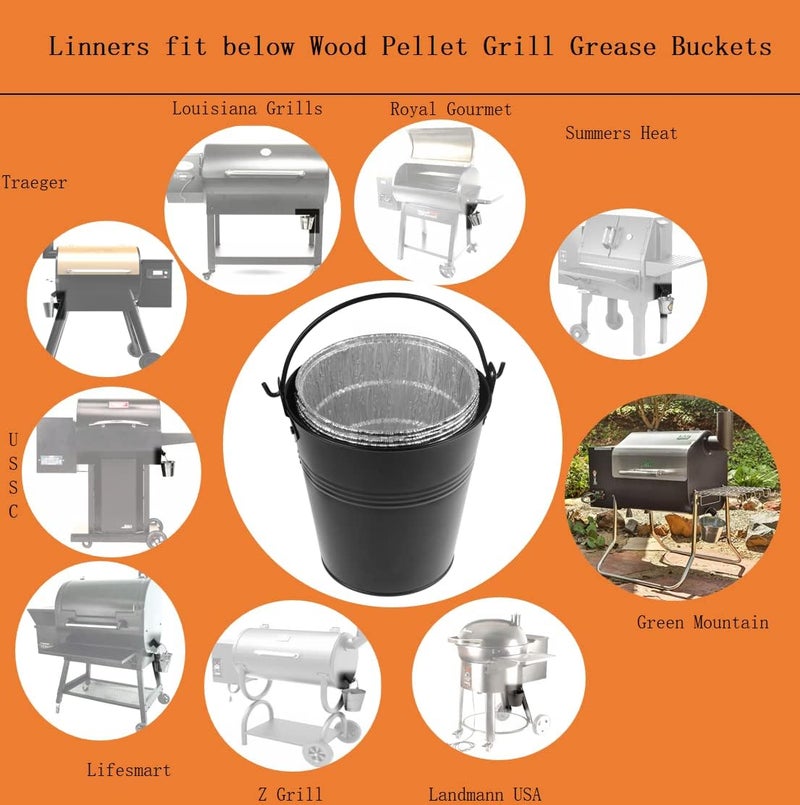 Firsgrill Grease Bucket & Liners Replacment Traeger Drips 20/22/34 Series, Pit Boss Z Grill, Green Mountain, etc Pellet Wood Grill Smoker Buckets (16, Bucket +Liners) - Image 5